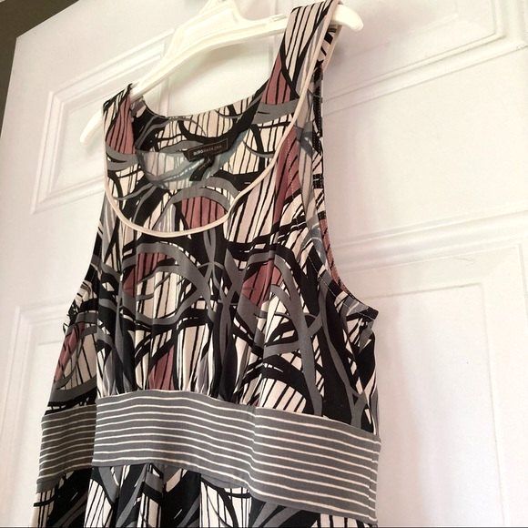 BCBG Maxazria Geometric Fit and Flare Dress Black Purple Gray Womens Medium - Picture 10 of 13